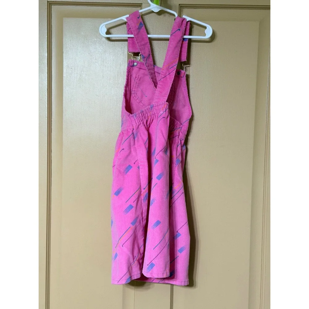 Vintage OshKosh Bgosh Pink Corduroy Jumper Dress Girls 6X Abstract USA Made